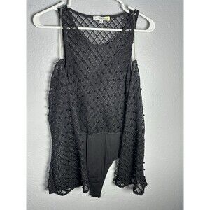 Hot & Delicious Women’s Lace Body Suit Size Small Knitted/Lace Black W Beads